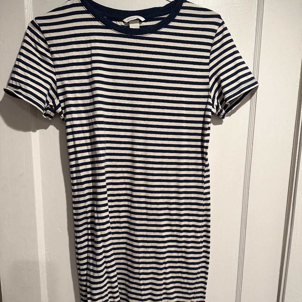 Blue and White Stripped T-Shirt Dress